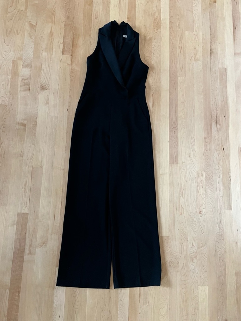 Trina Turk Black Shimmer Sleeveless Tailored Wide-Leg Jumpsuit